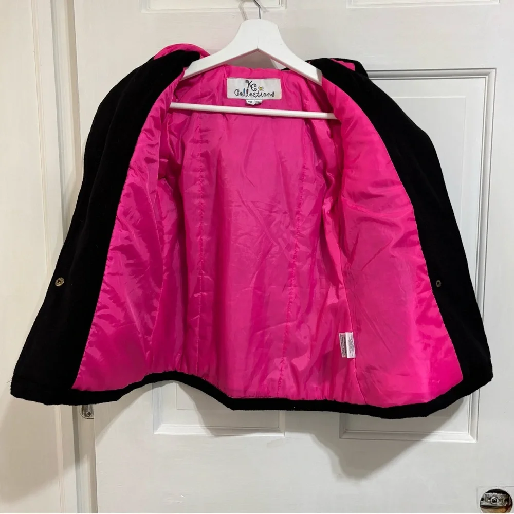 KC COLLECTIONS Girl’s size 6X Black Fleece Dress Coat